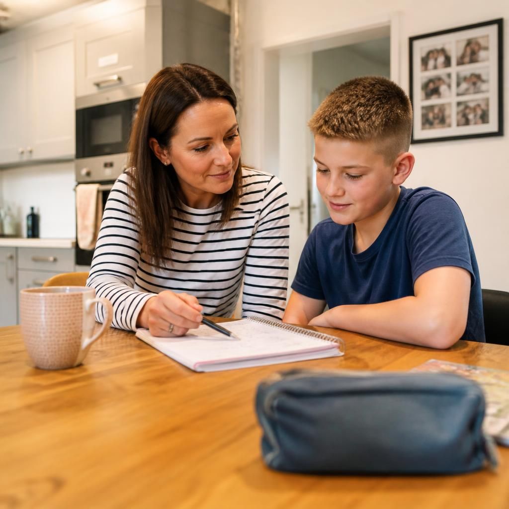 Foster carer helping a child follow a calm daily routine