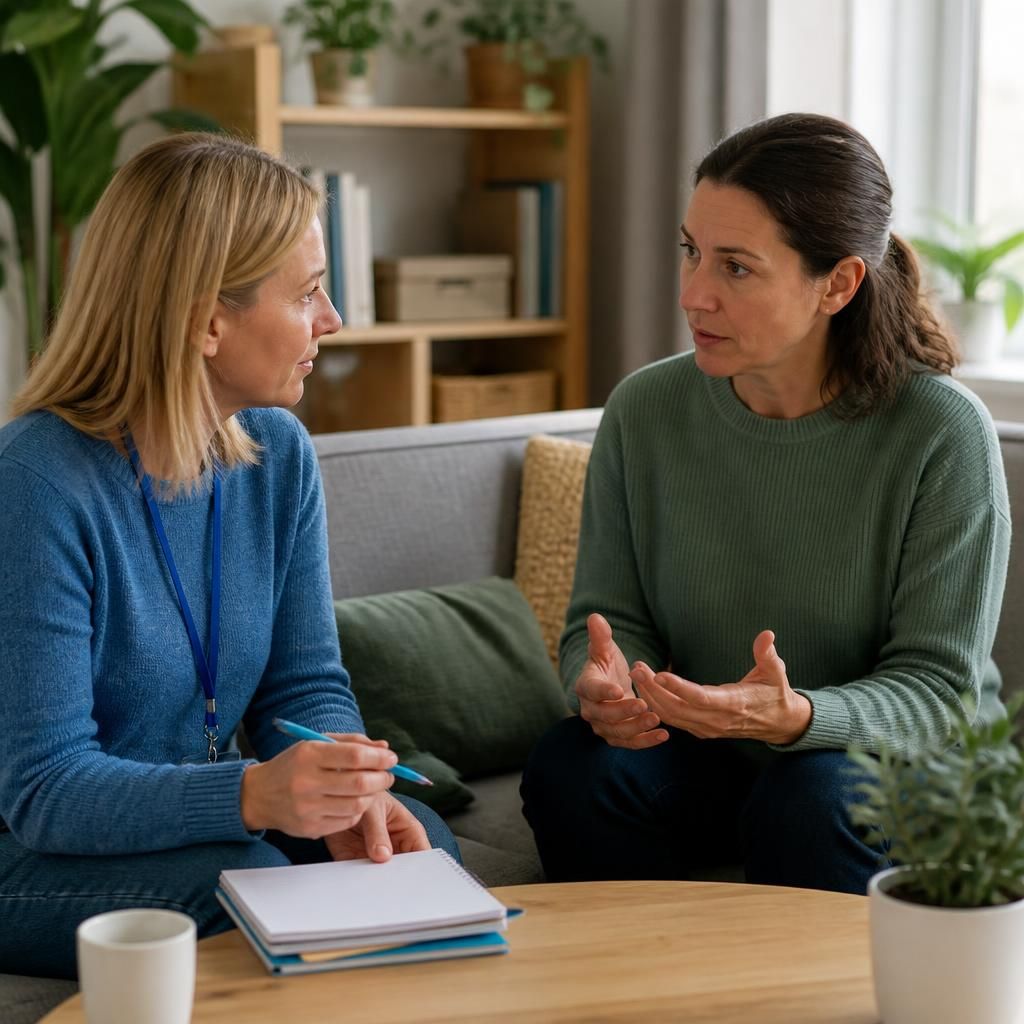 Foster carer discussing a proposed placement with a social worker