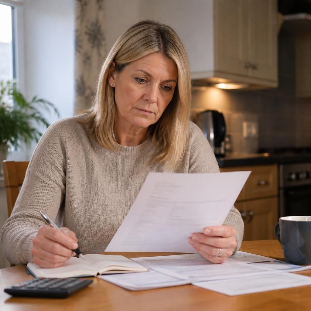 Special guardian checking allowance paperwork at a table