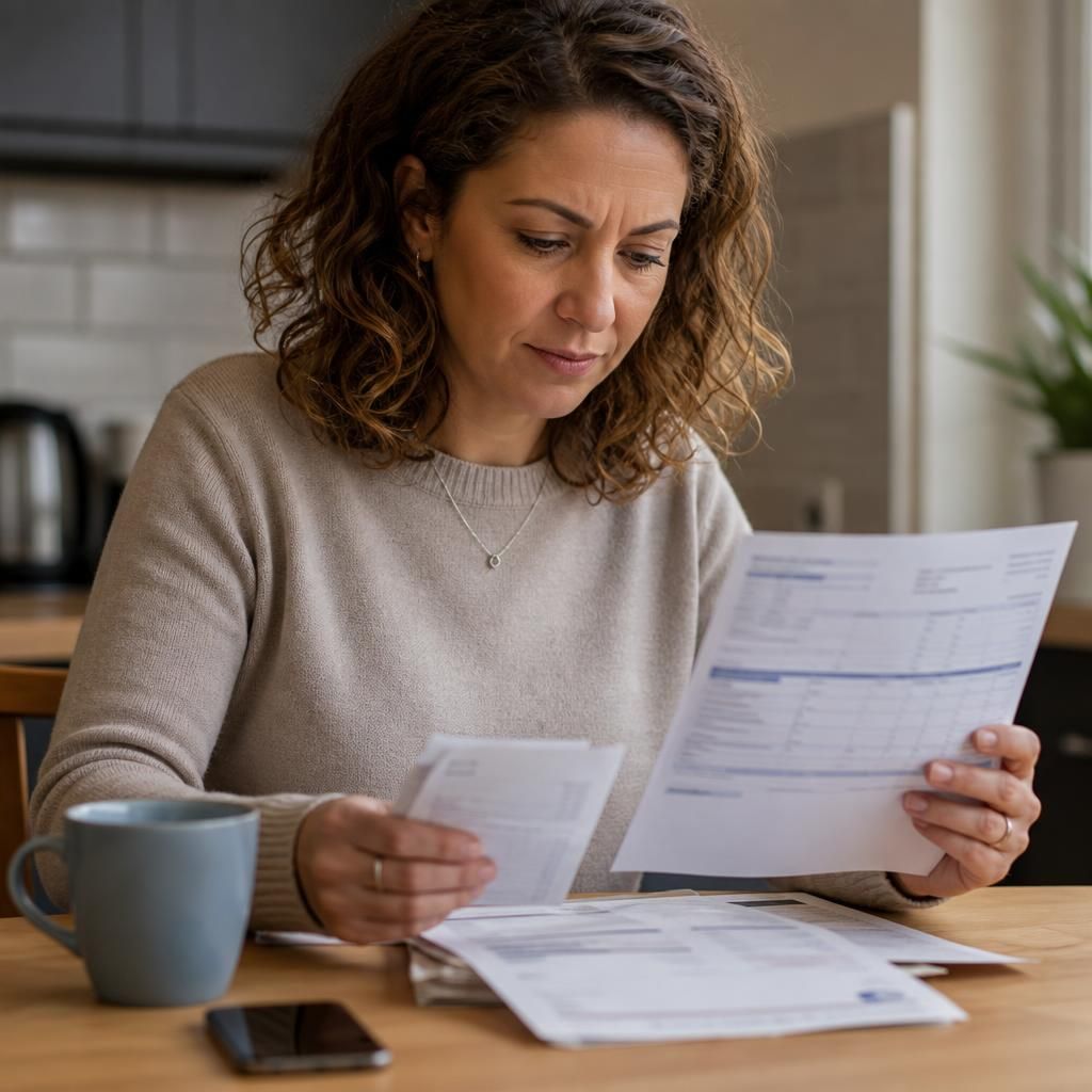 Foster carer reviewing a statement showing regular and additional payments