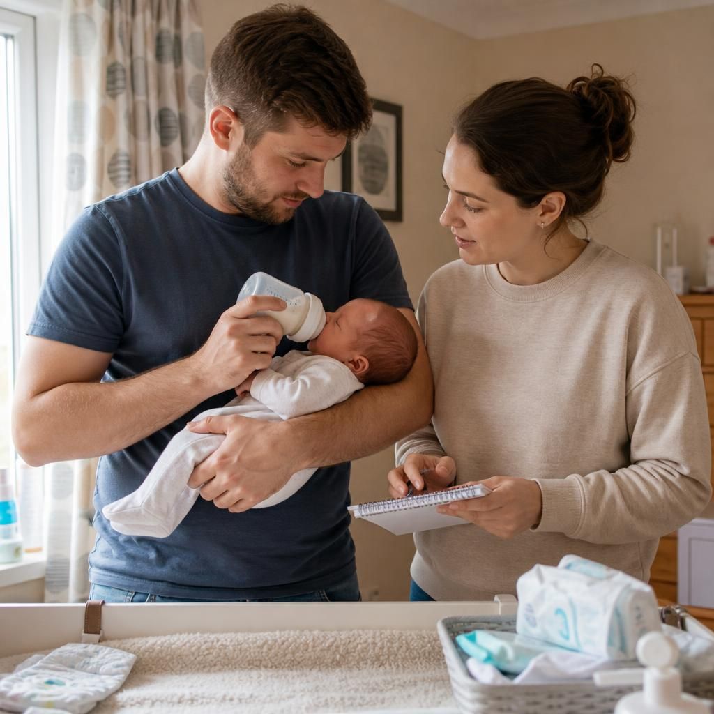 Foster carers sharing care responsibilities for a newborn