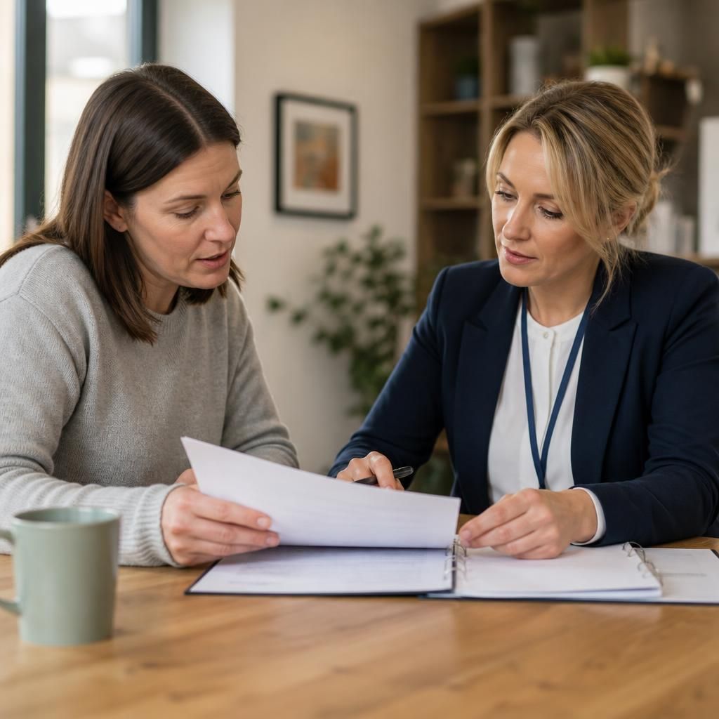 Foster carer reviewing a training plan with a social worker
