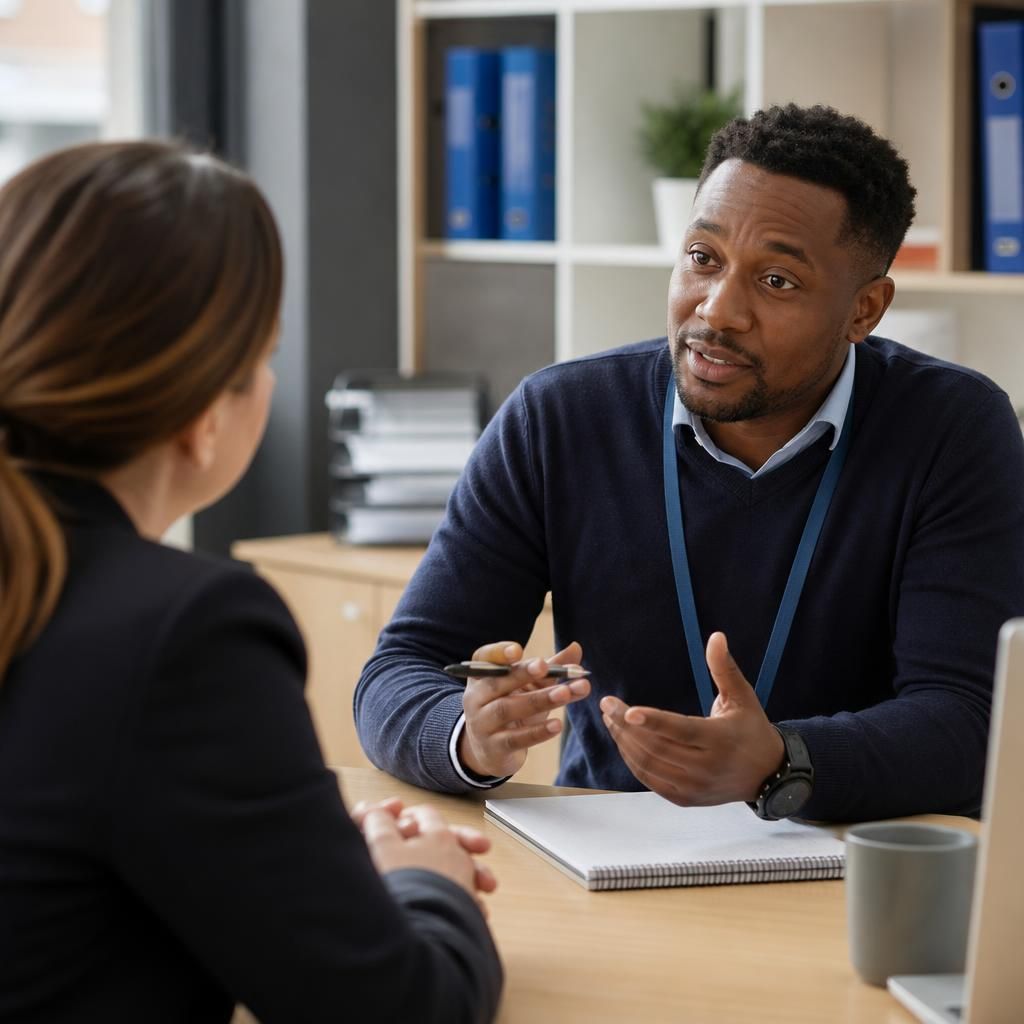 Foster carer discussing working arrangements with an employer