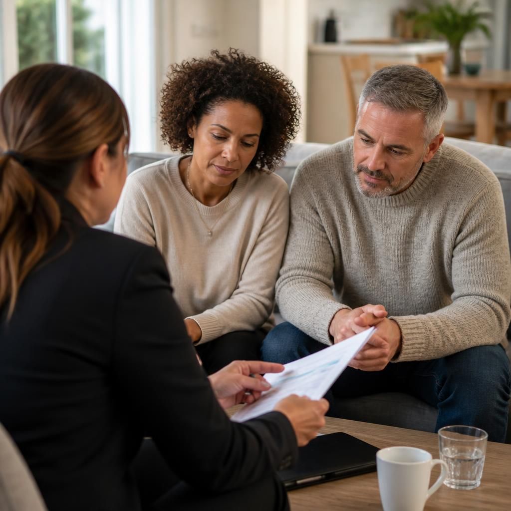 Foster carer discussing a sibling placement plan with a social worker