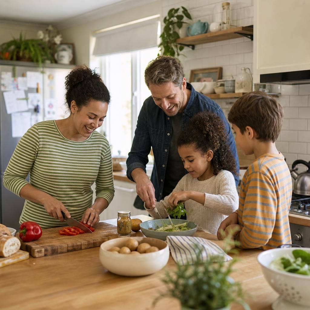 Family working together on a household activity
