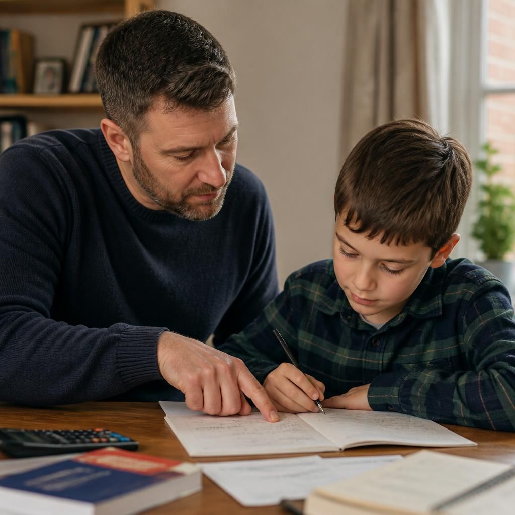Adult helping a child with a daily activity