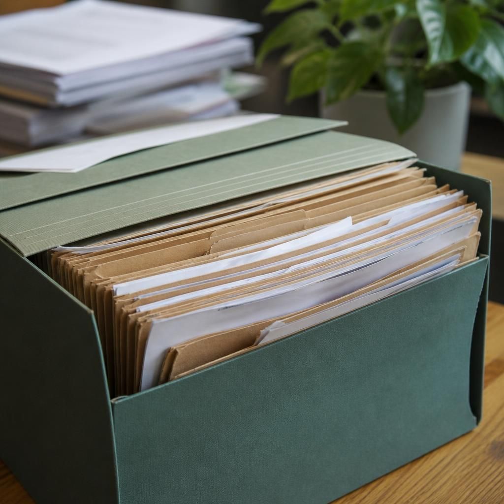 Foster carer assessment paperwork arranged in a dated case file