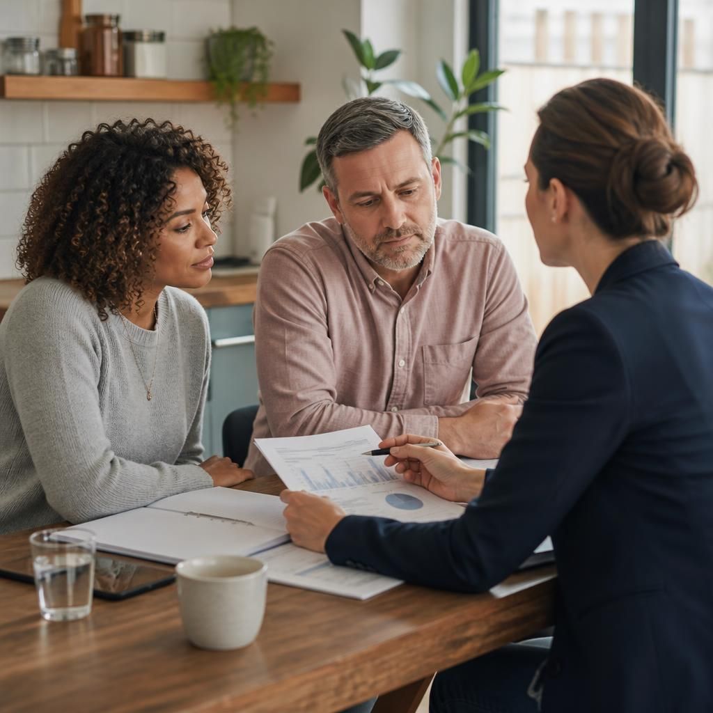 Foster carer reviewing household finances with a financial adviser