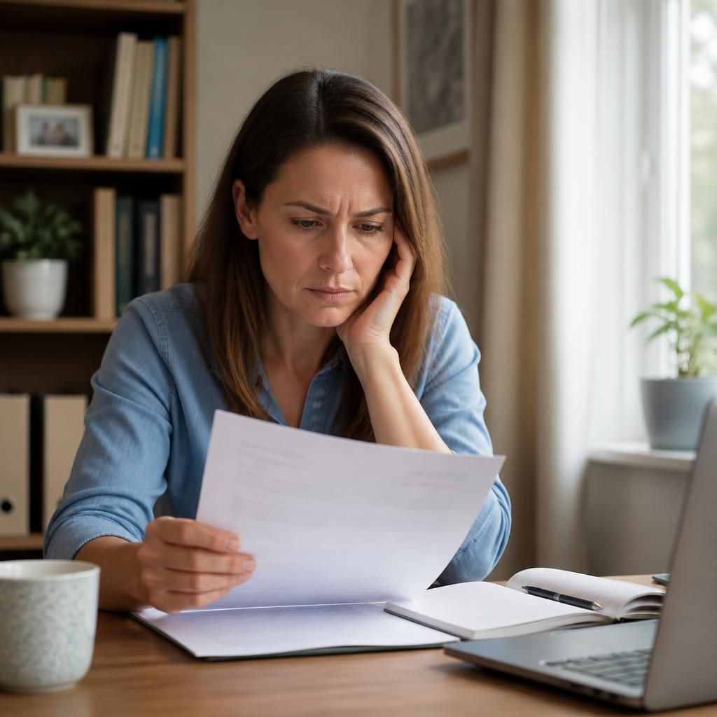 Person reading a foster care approval decision letter at a desk