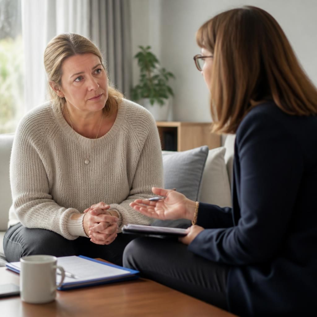 Foster carer speaking with a social worker about a child's move