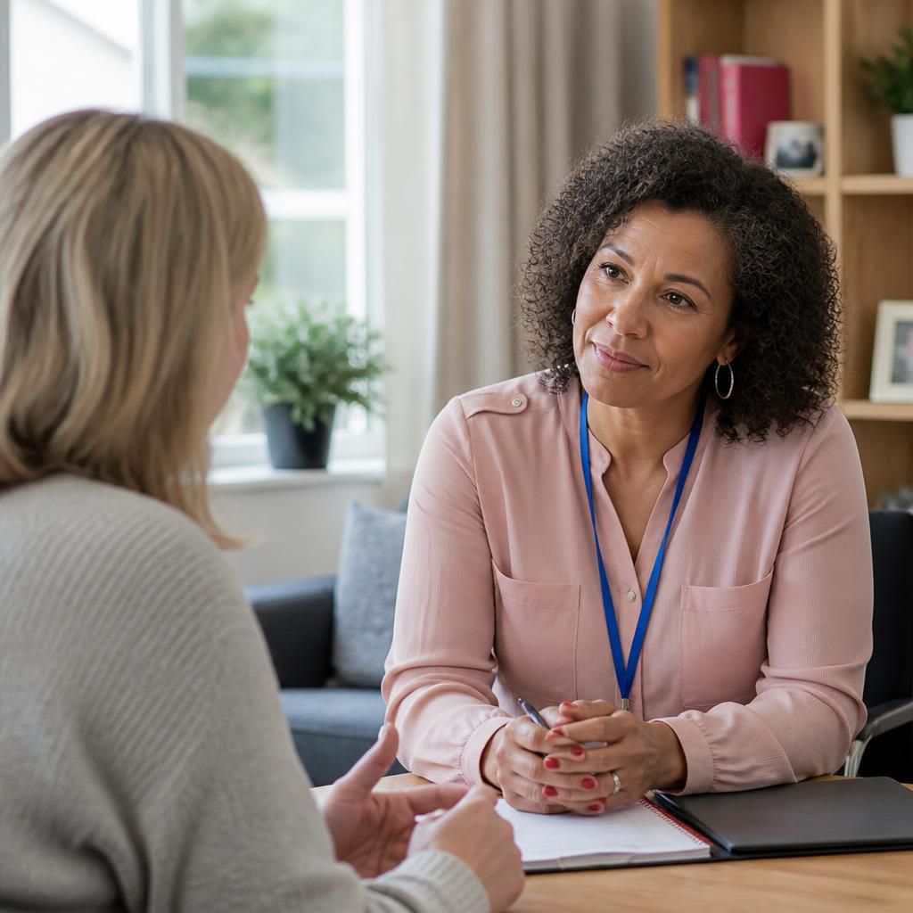 Foster carer discussing a proposed placement with a supervising social worker