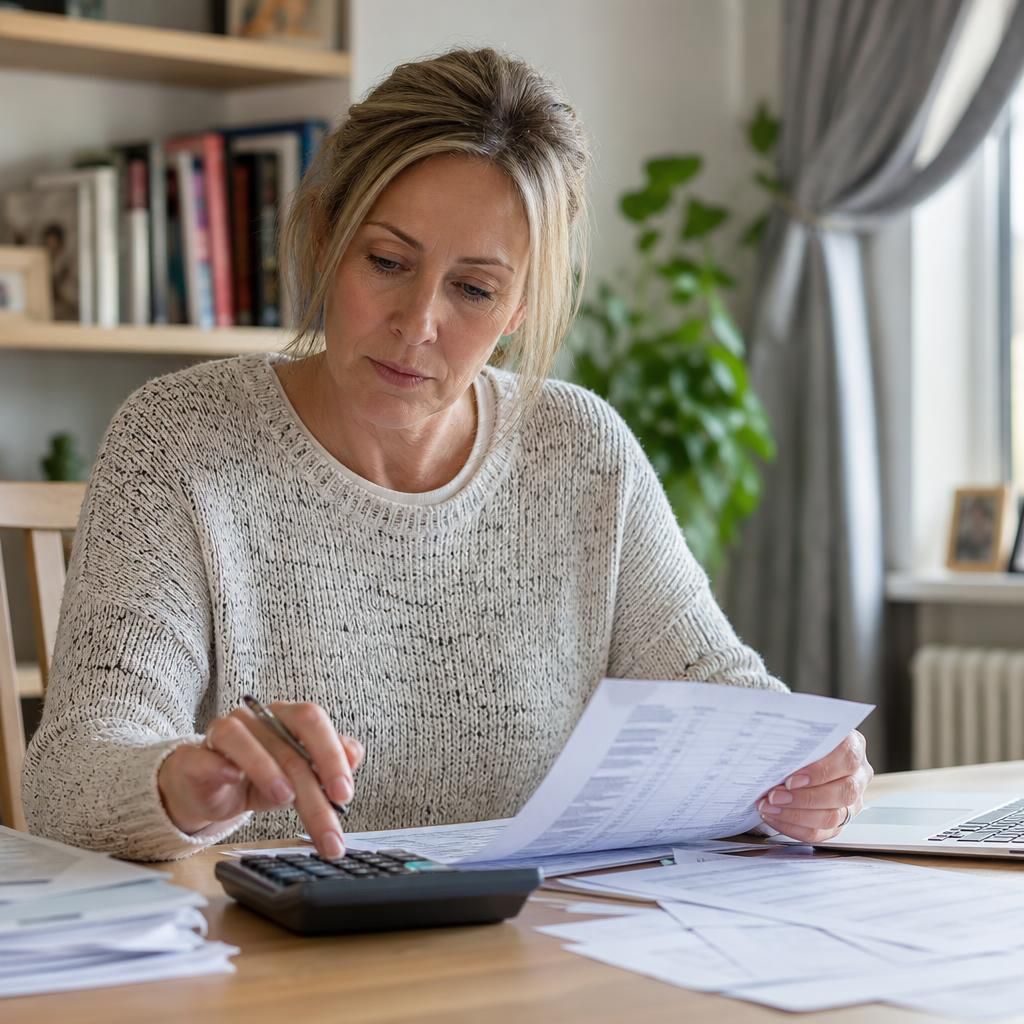 Foster carer reviewing placement payment records at a desk
