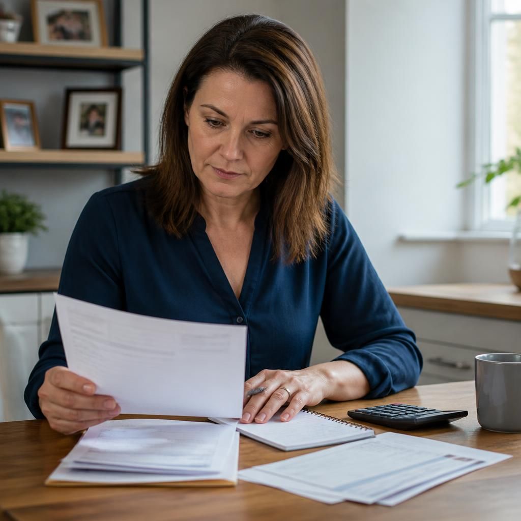 Foster carer reviewing a written allowance statement and expense records