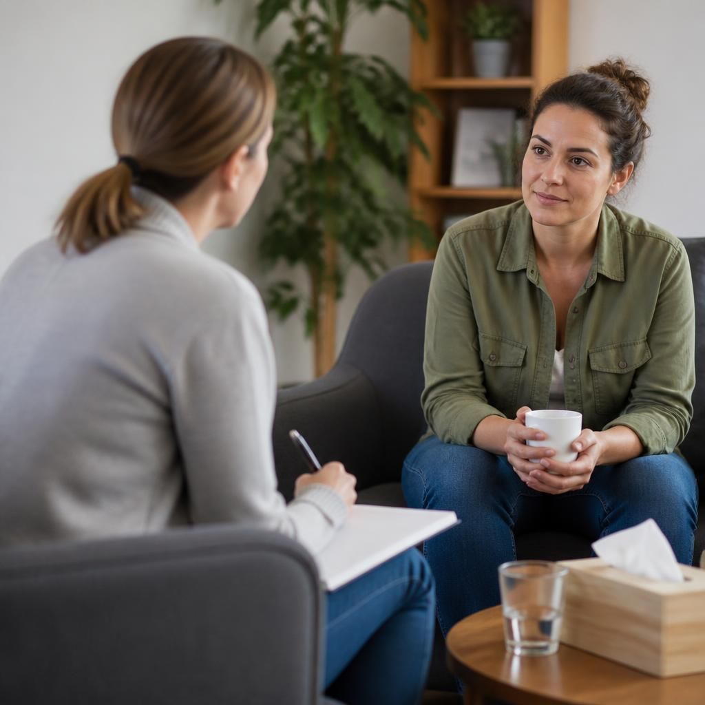 New foster carer taking part in preparation training with a social worker