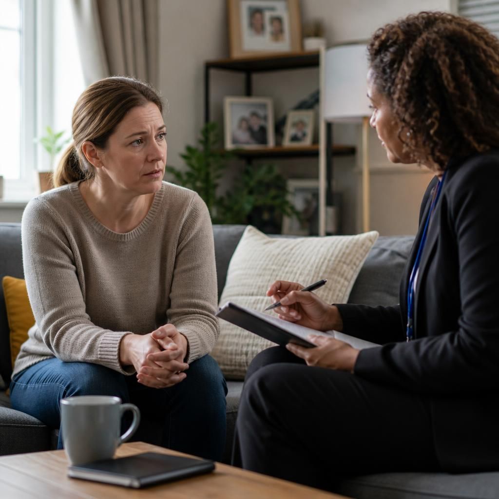 Foster carer speaking with a supervising social worker about contingency arrangements