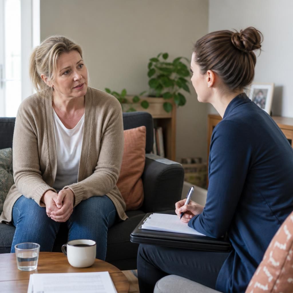 Foster carer speaking with a social worker during a placement discussion