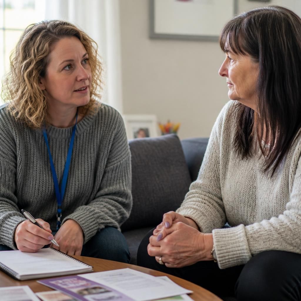 Kinship carer taking part in a training discussion with a support worker