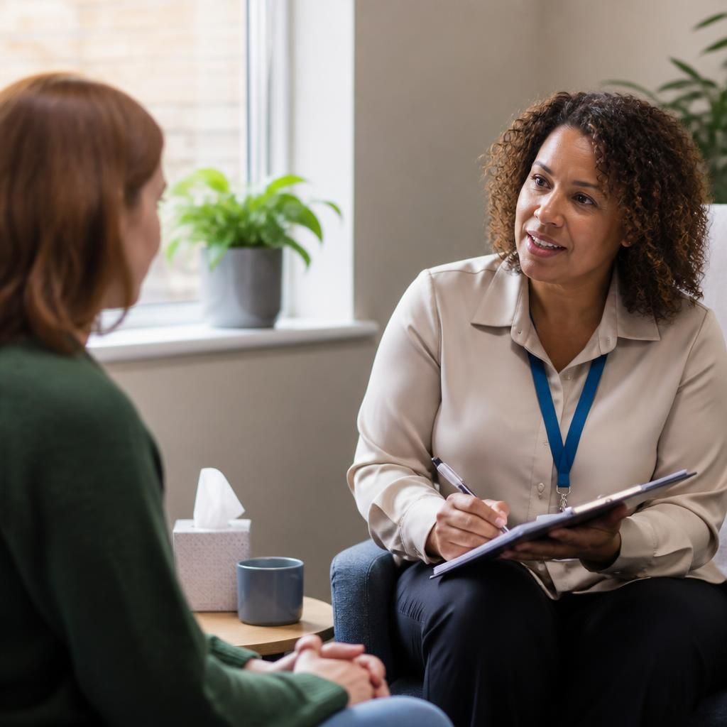Prospective foster carer discussing an application with a social worker