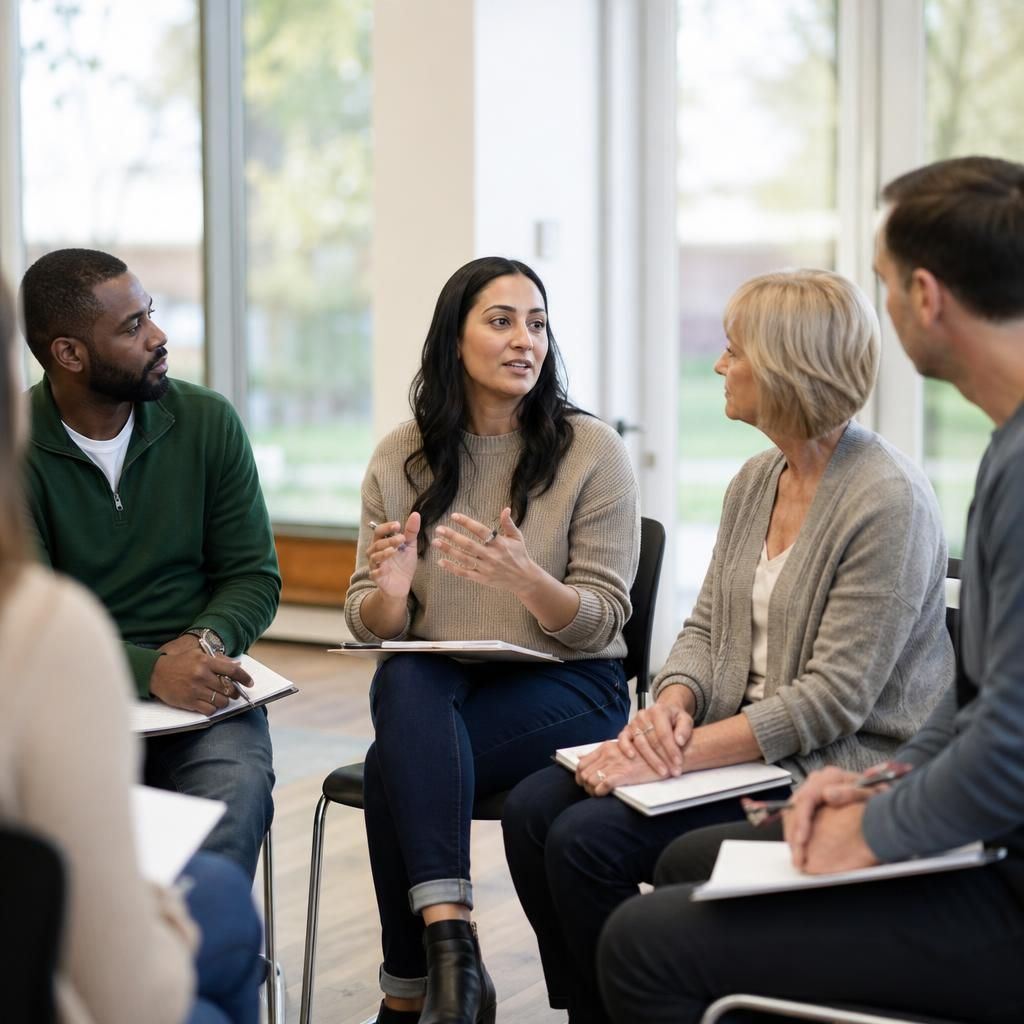 Foster carers taking part in a group training session