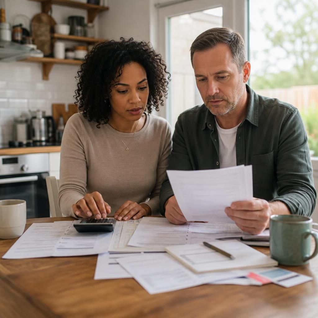 Household budget showing mortgage, bills, debts and fostering-related costs