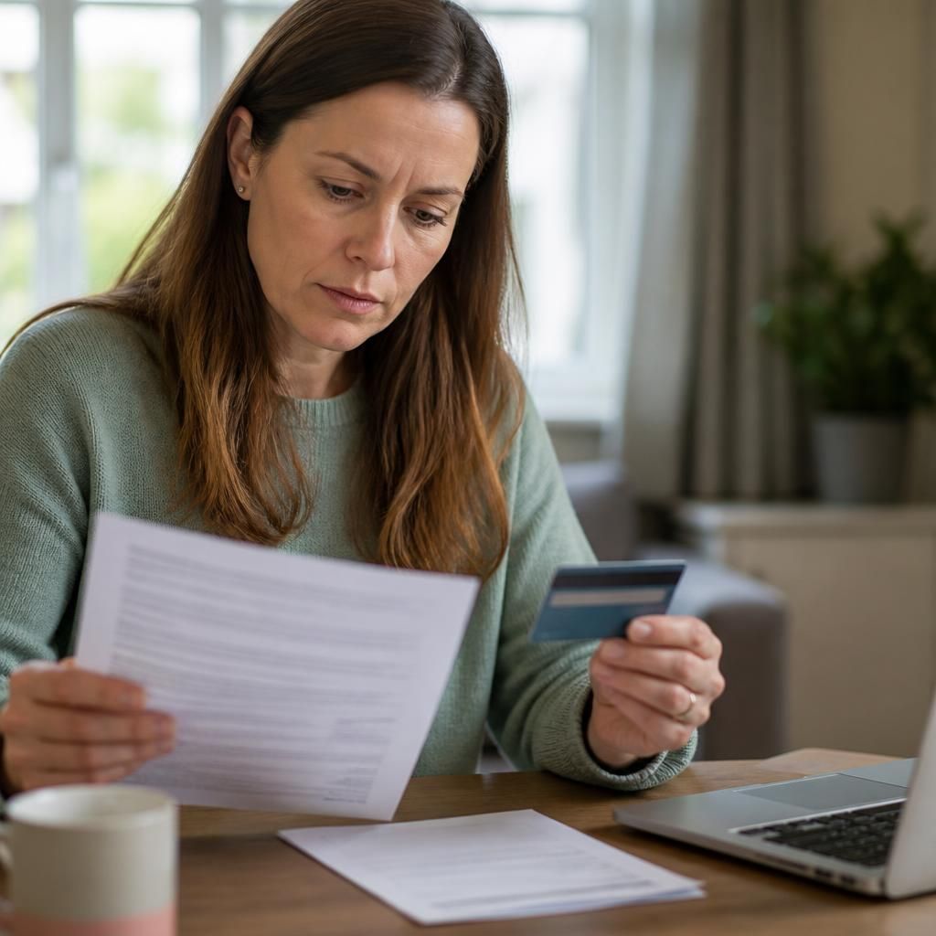 Person reviewing a discount card’s membership terms and fees