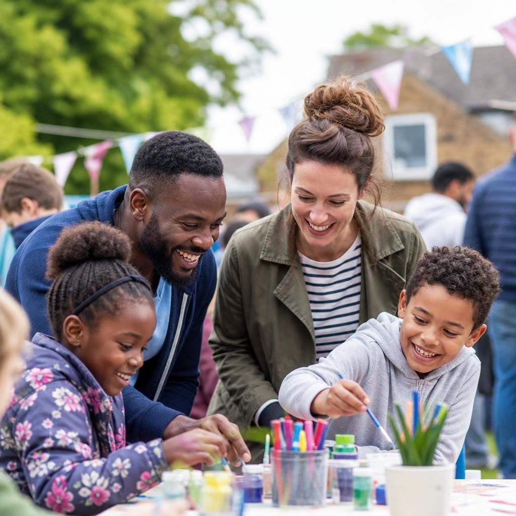 Foster family taking part in a community activity