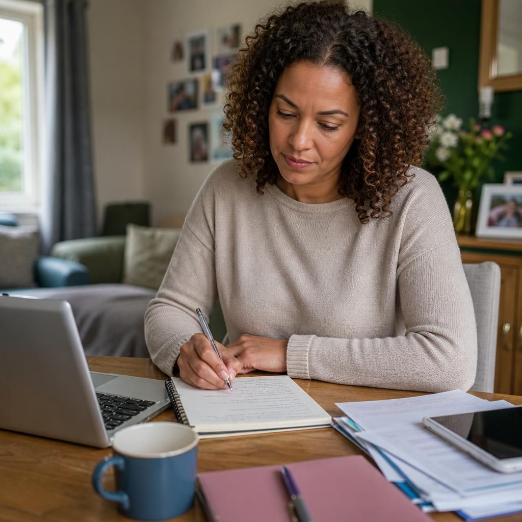 Person reviewing notes for a foster care assessment plan