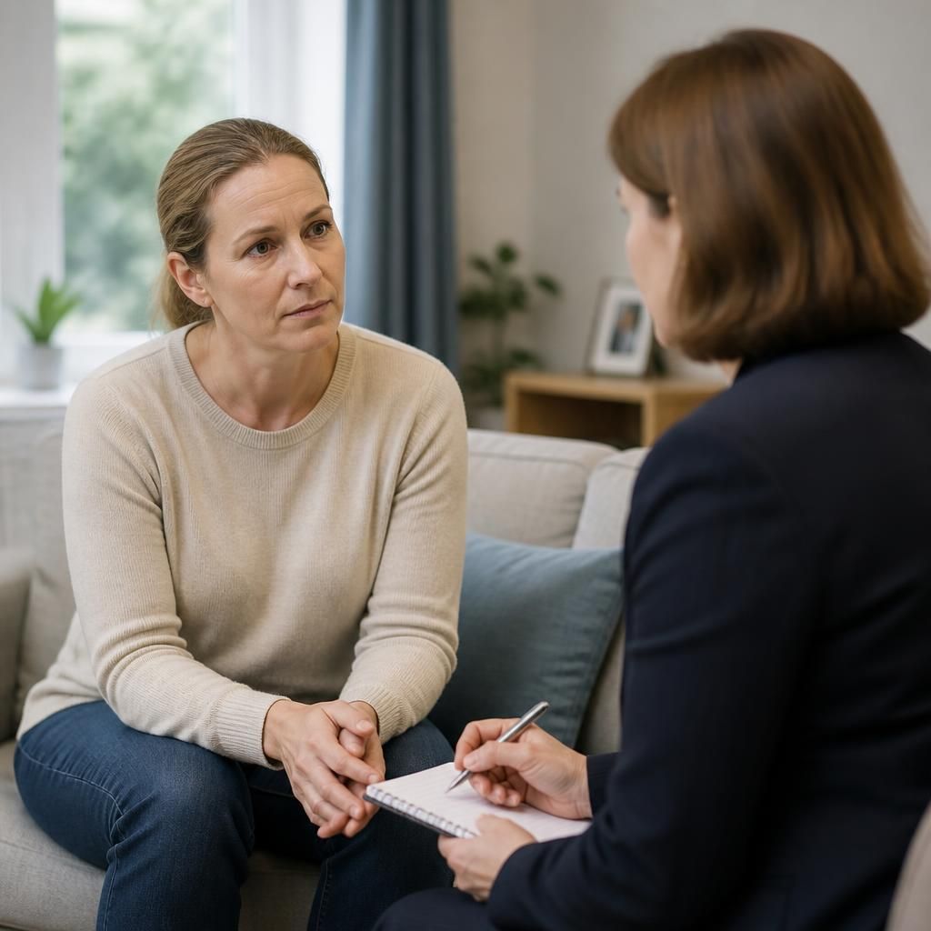 Foster carer speaking with a social worker during a placement review