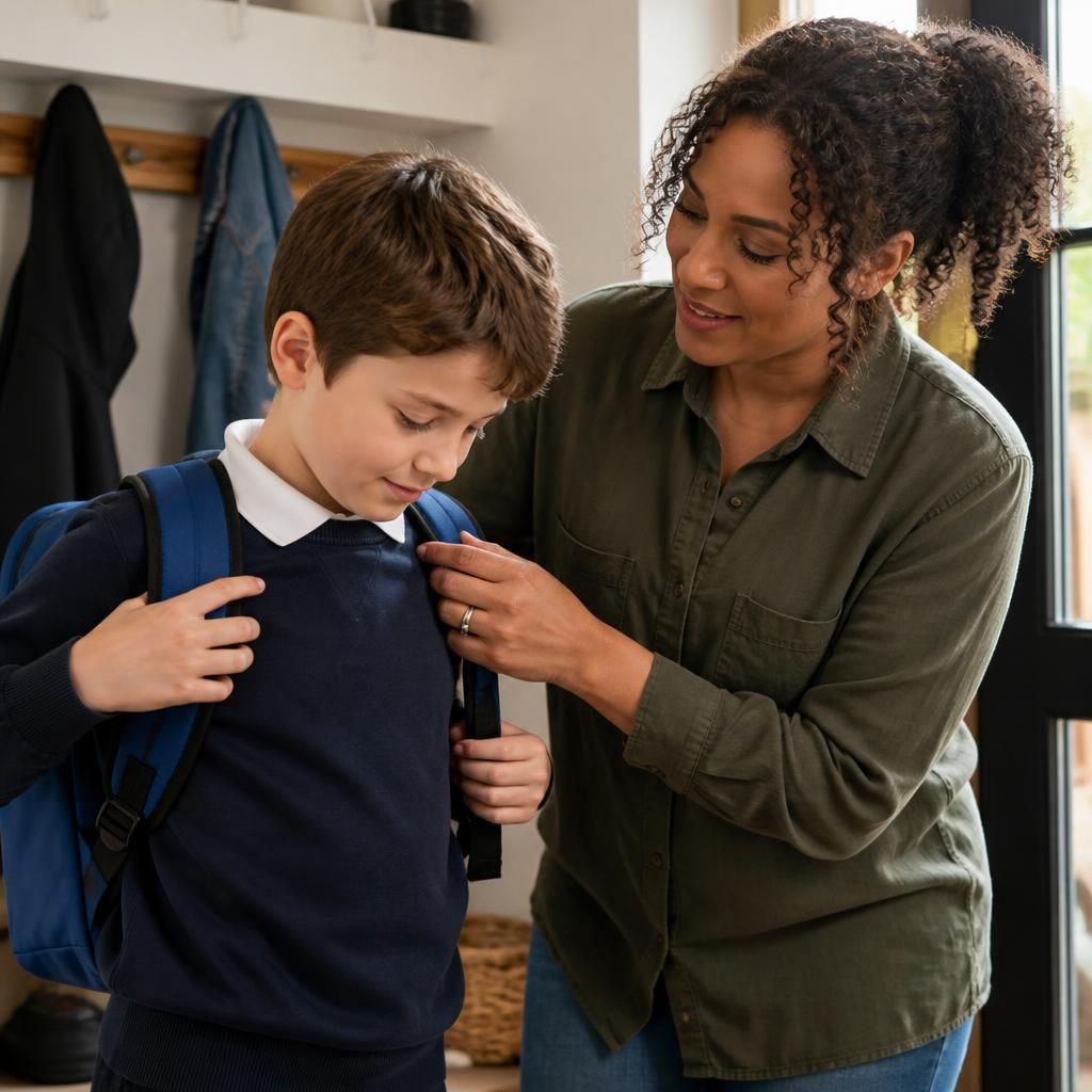 Foster carer helping a young person prepare for a daily activity