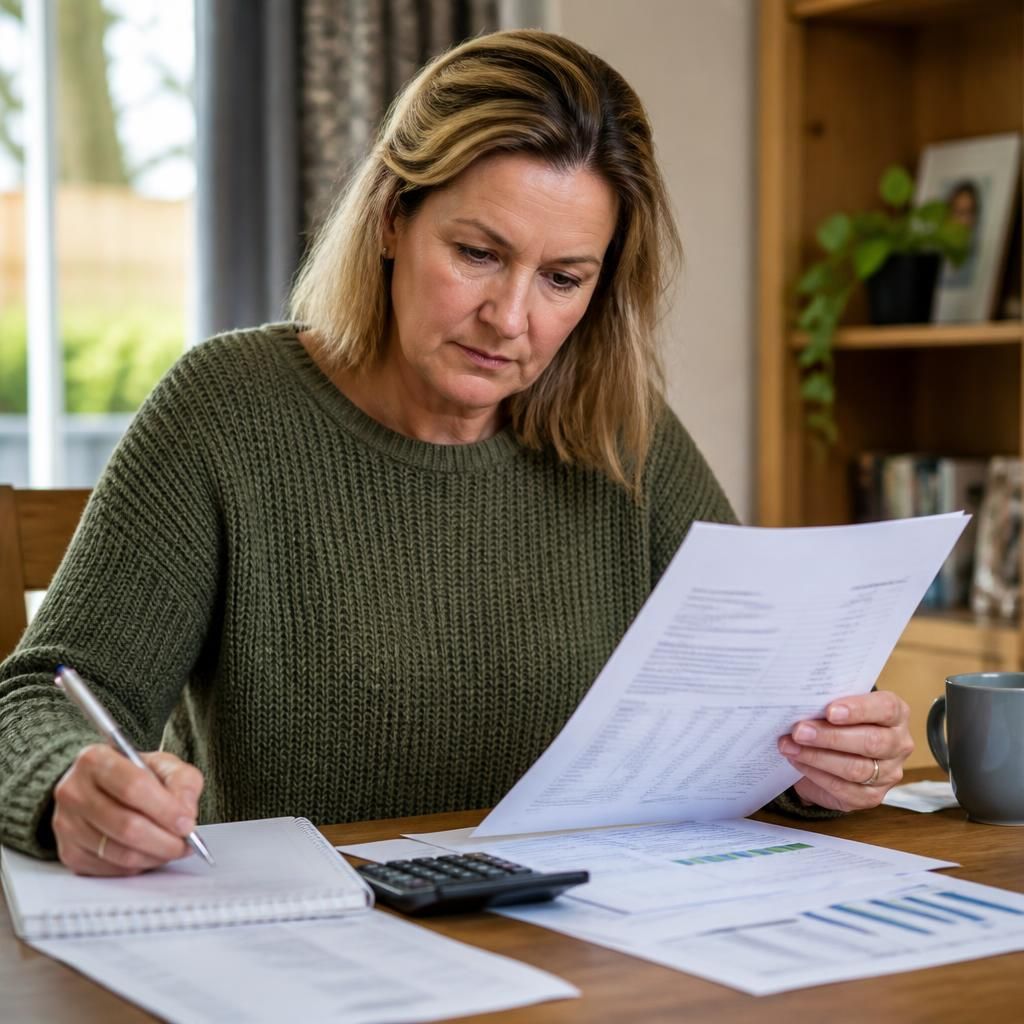 Foster carer reviewing placement paperwork and financial information