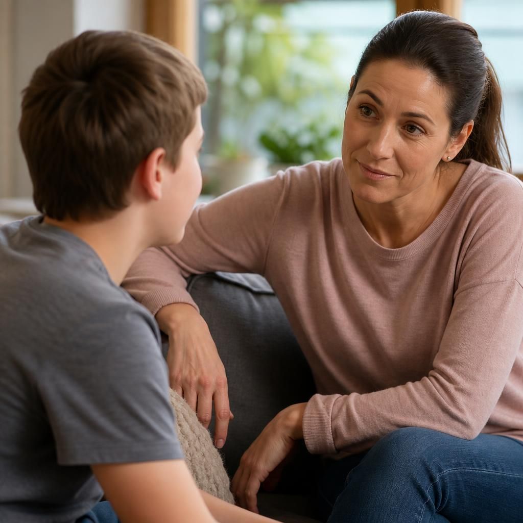 Foster carer listening to a child during a quiet conversation