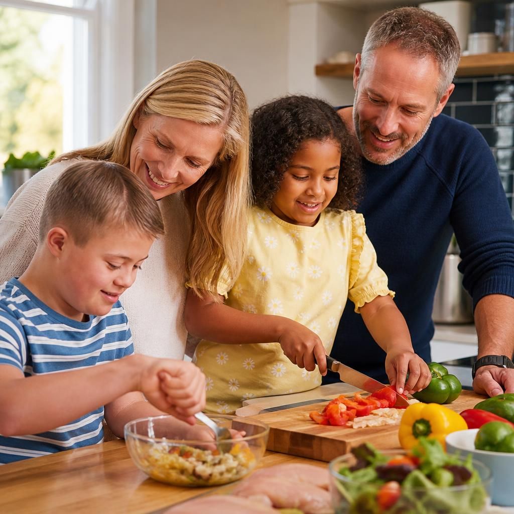 Children taking part in an inclusive family activity