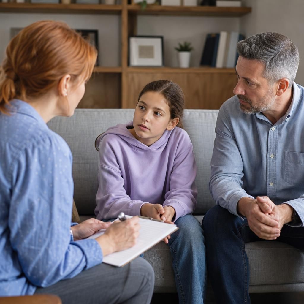 Foster carer and child discussing future plans with a social worker