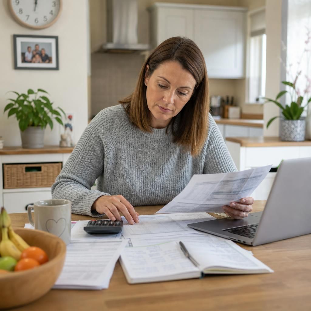 Foster carer reviewing household finances before applying