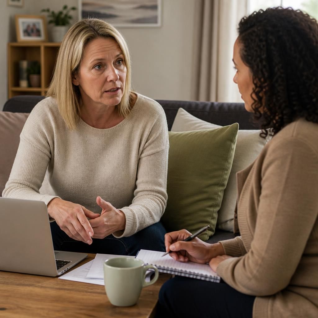 Foster carer speaking with a supervising team member