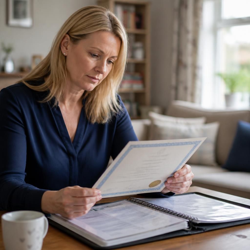 Foster carer reviewing a training certificate and renewal date