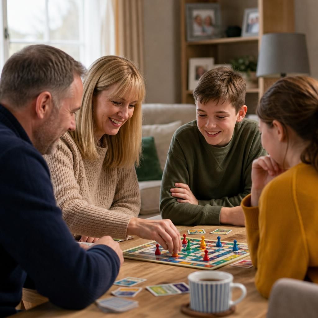 Foster family spending time together on a shared activity