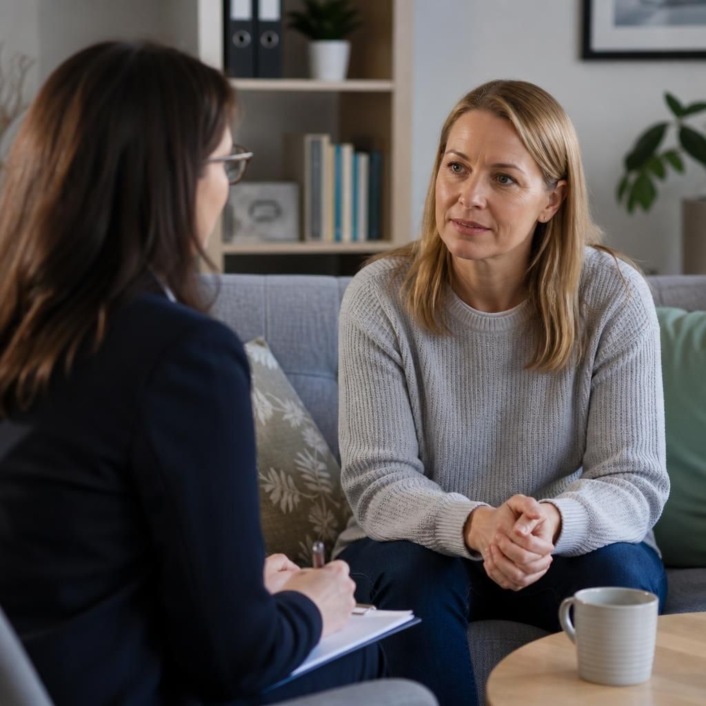 Foster carer speaking with a social worker during an assessment meeting