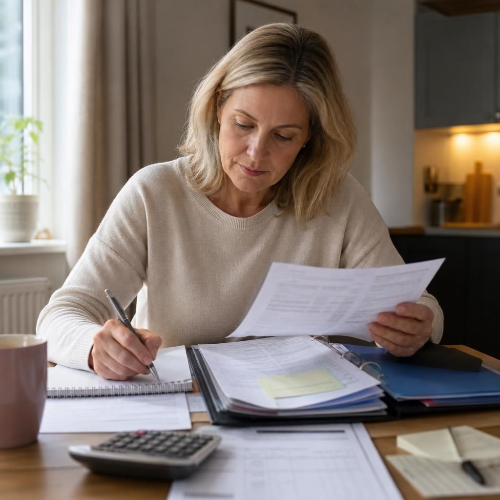 Foster carer organising documents relating to fostering payments