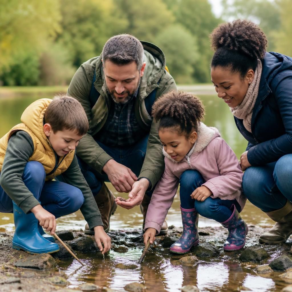 Children and adults taking part in an outdoor activity together