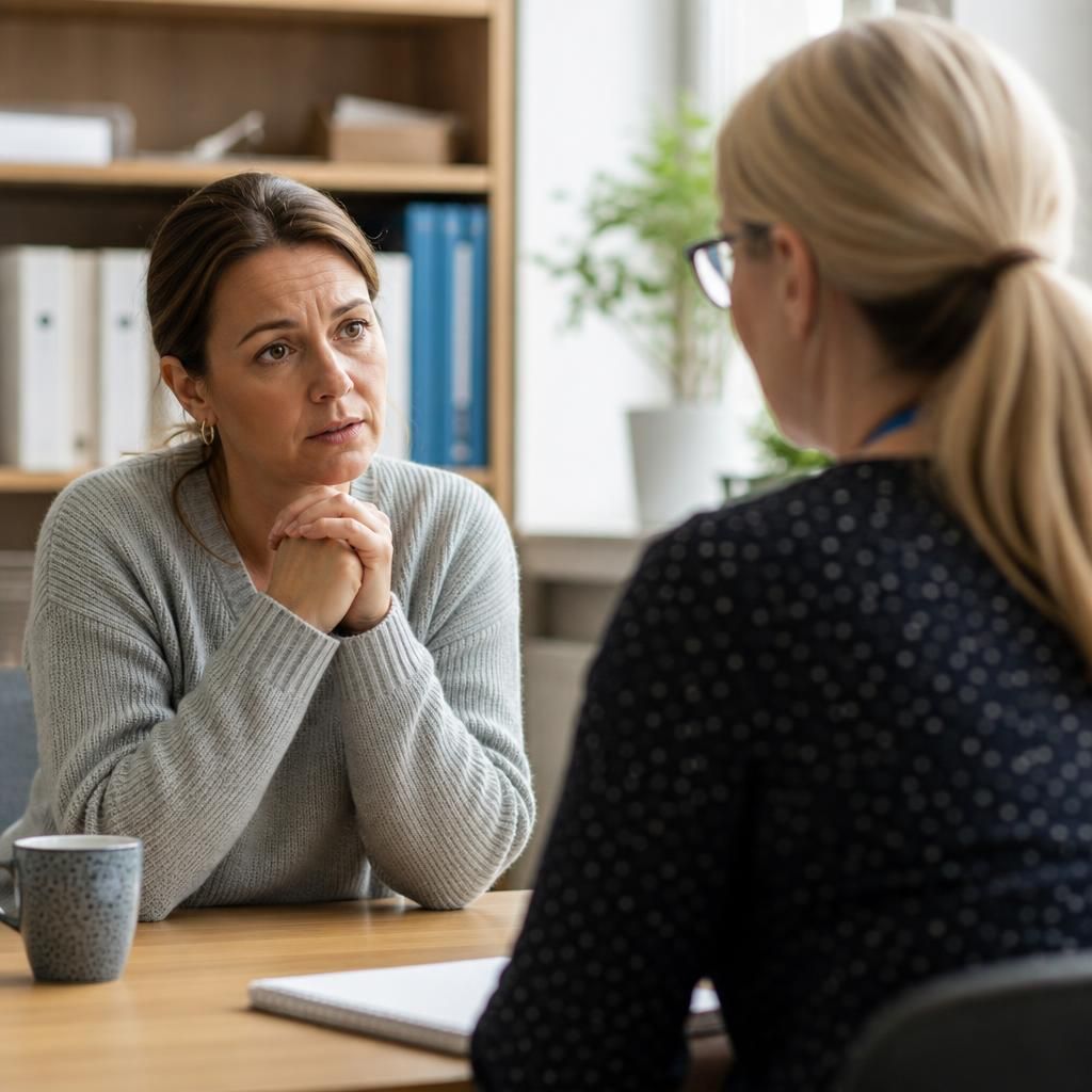 Foster carer meeting with a social worker to discuss an allegation