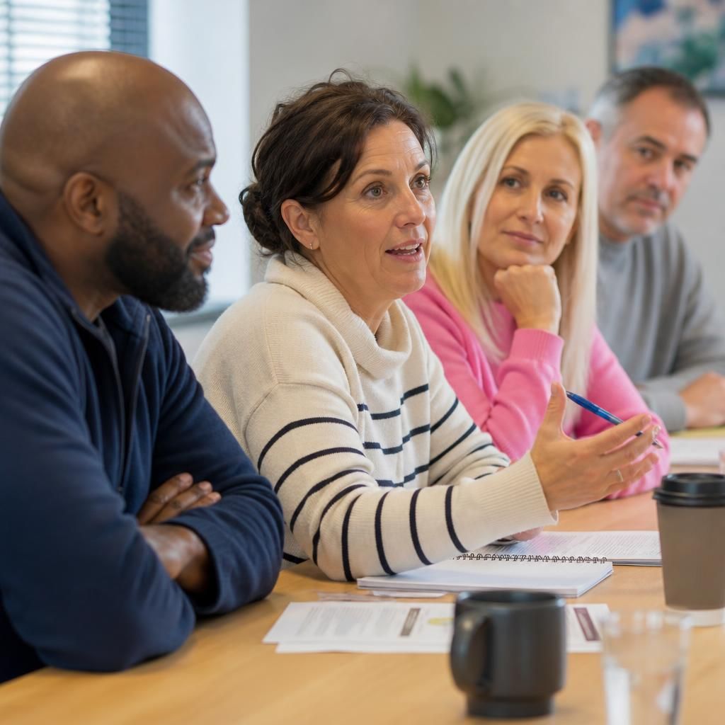 Foster carer applicants taking part in a group training session