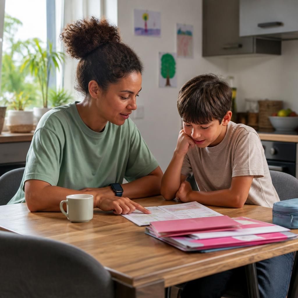 Foster carer preparing a calm family routine at home