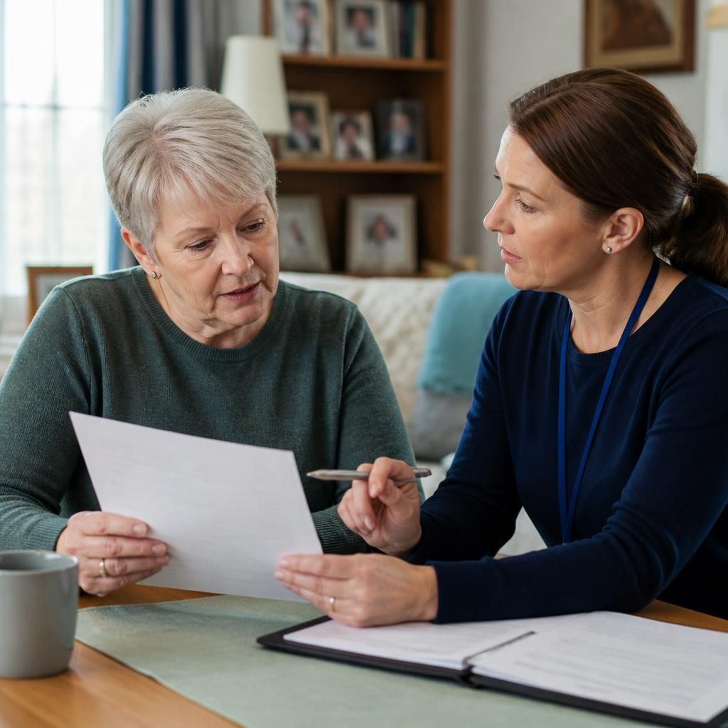 Grandparent reviewing a special guardianship support plan with a social worker