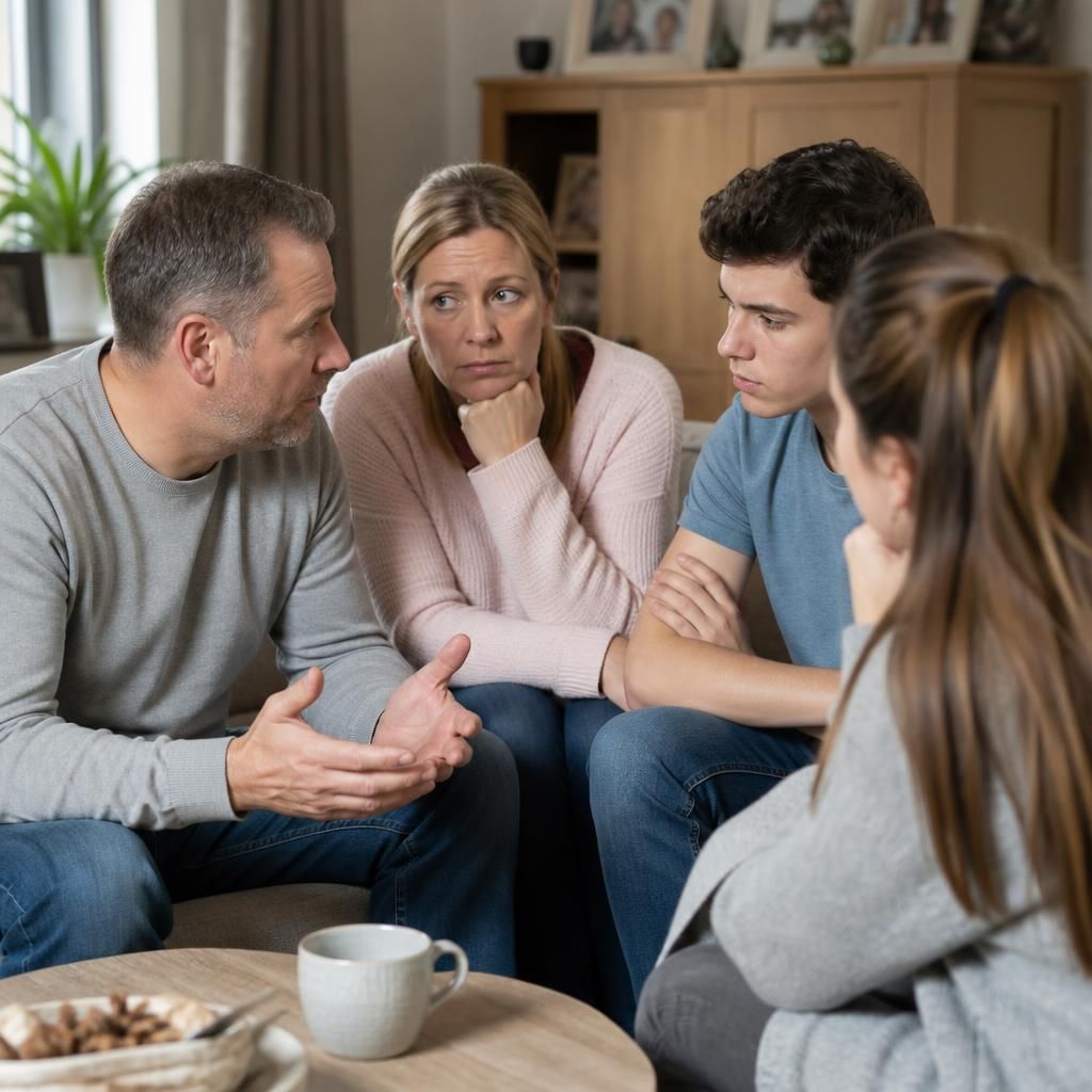 Family members discussing concerns about fostering at home