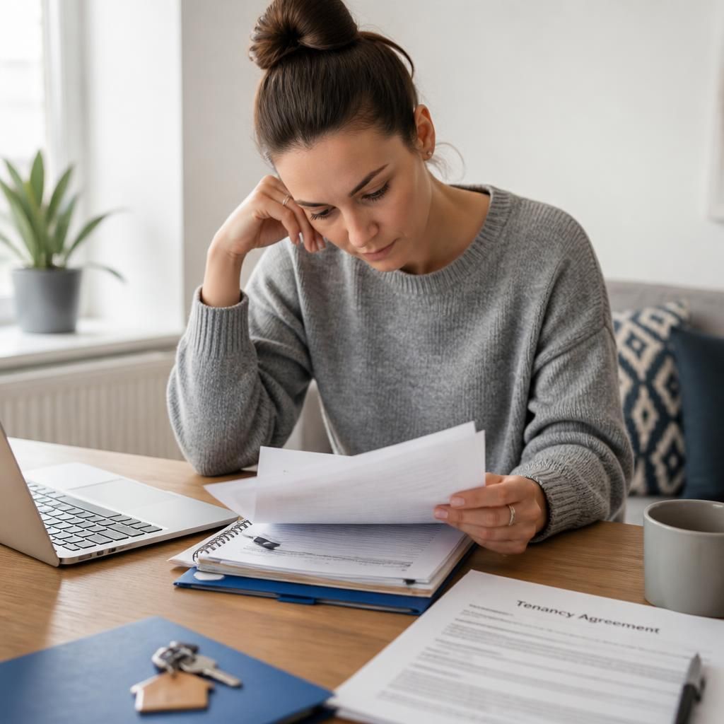 Tenant reviewing a fostering application beside their tenancy agreement