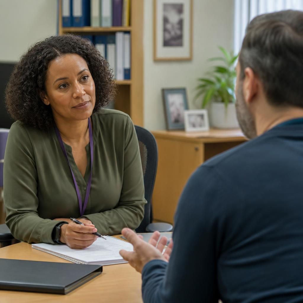 Applicant discussing a criminal record with a fostering social worker