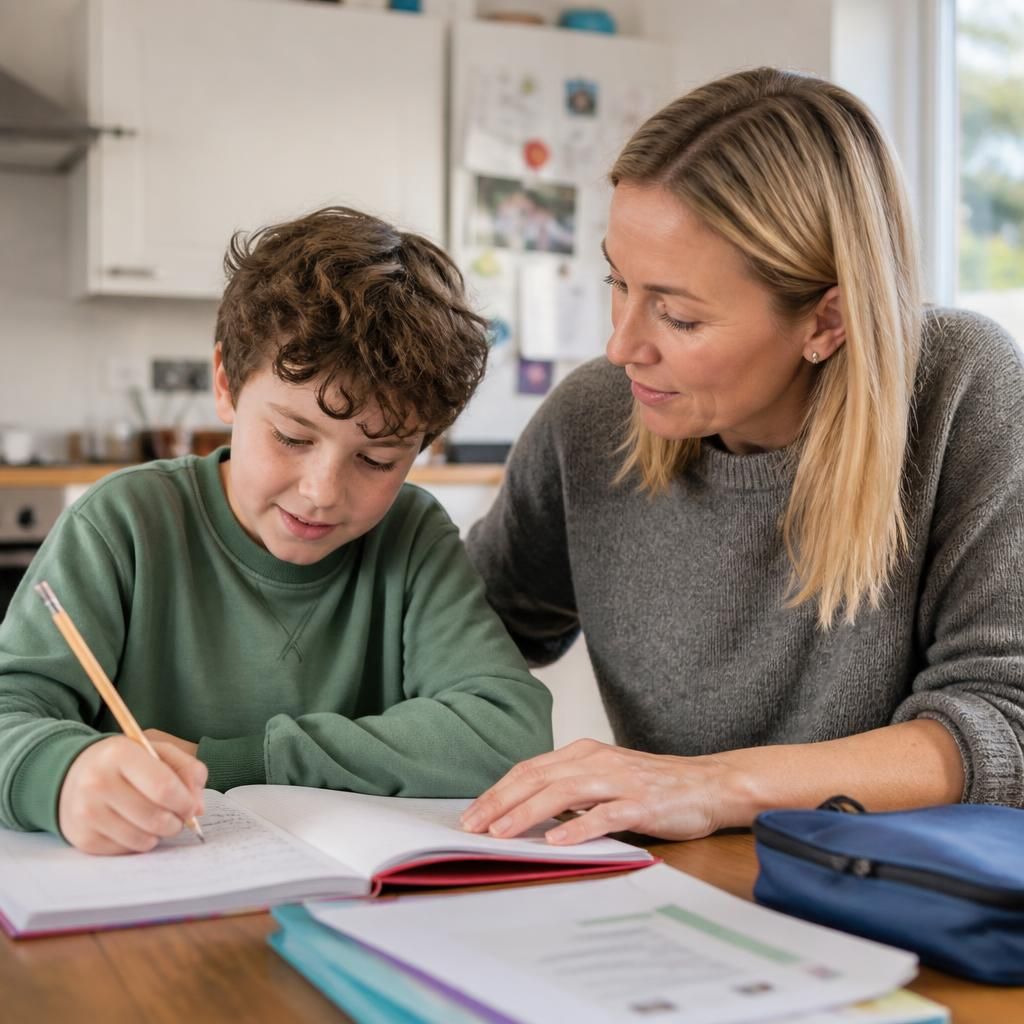 Foster carer helping a child with an everyday activity