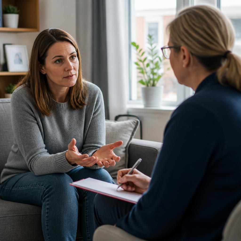 Foster carer discussing a proposed placement with a social worker