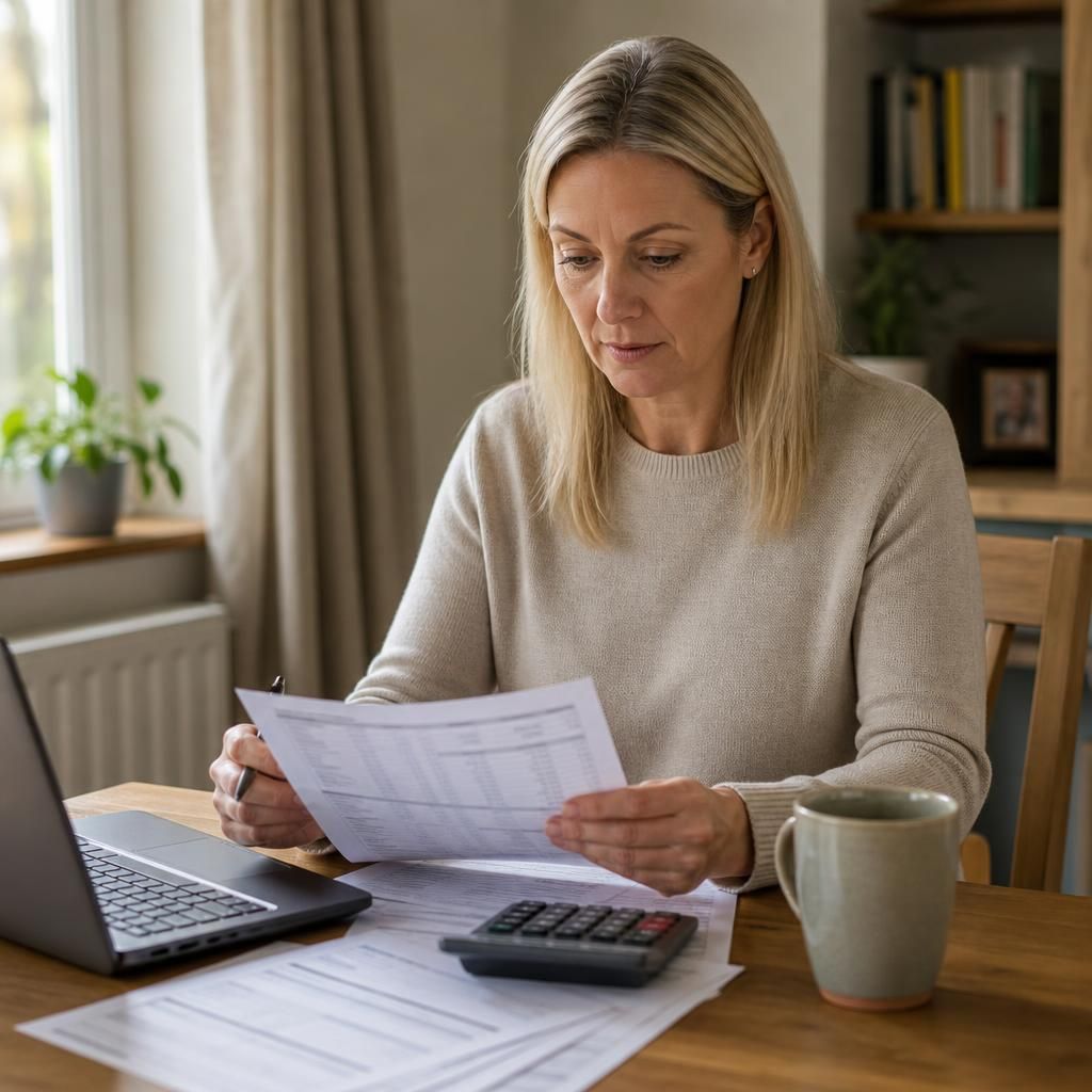 Foster carer reviewing a local authority payment schedule with allowance and placement details